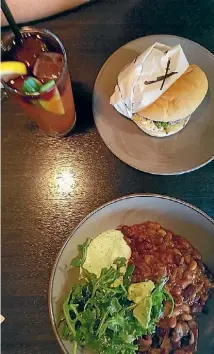  ?? PHOTO: NICKY PARK ?? A Bloody Mary, an Awatoru venison burger, and light cornbread made a great brunch.