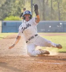  ??  ?? Coahulla Creek’s Irvin Hernandez slides safely into home on Thursday against North Murray.