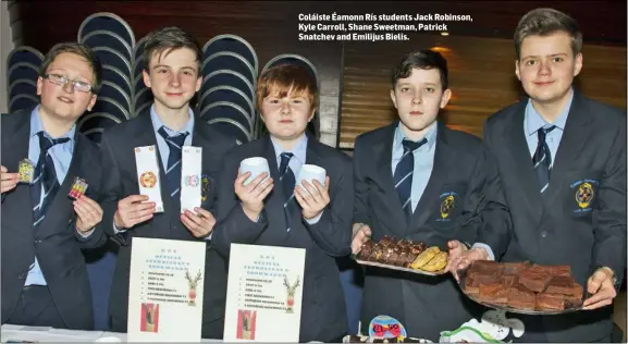  ??  ?? Coláiste Éamonn Rís students Jack Robinson, Kyle Carroll, Shane Sweetman, Patrick Snatchev and Emilijus Bielis.