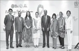  ?? -APP ?? First Lady Mrs. Samina Alvi in a group photo at the Breast Cancer Awareness Seminar at Shifa Internatio­nal Hospital.