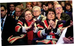  ??  ?? Flagged up: Delegates at the Tory conference yesterday