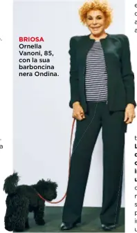  ??  ?? BRIOSA
Ornella Vanoni, 85, con la sua barboncina nera Ondina.