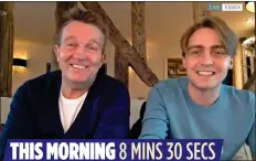  ??  ?? IN THE FAMILY: The TV presenter with his son Barney on ITV travel programme Breaking Dad
THIS MORNING 8 MINS 30 SECS SEEING DOUBLE: Walsh and Barney on the ITV morning show