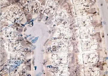  ??  ?? Fire damage is seen from the air in the Coffey Park neighbourh­ood in Santa Rosa, California. — AFP photo