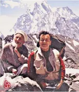  ??  ?? Khush Ahmad-ulmulk (right) in the mountains near Golen Gol, Chitral, in 1982