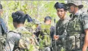  ?? HT PHOTO ?? Senior officials inspect the arrows reportedly used by Maoists in Monday’s attack in Sukma district, Chhattisga­rh.