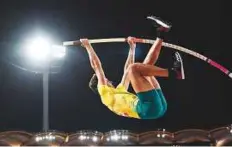  ?? AFP ?? Australia’s Kurtis Marschall competes in the athletics men’s pole vault final.