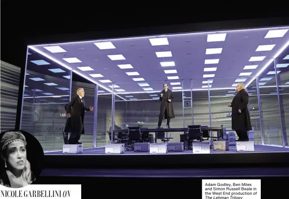  ??  ?? Adam Godley, Ben Miles and Simon Russell Beale in the West End production of The Lehman Trilogy