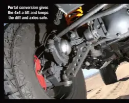  ??  ?? Portal conversion gives the 4x4 a lift and keeps the diff and axles safe.