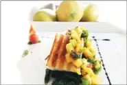  ??  ?? Peri Peri Grilled Halloumi and Mango Salsa.