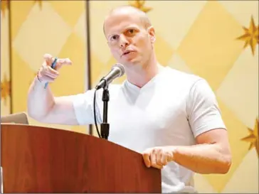  ?? MICHAEL BUCKNER/GETTY IMAGES NORTH AMERICA/AFP ?? Author Tim Ferriss speaks in Austin, Texas, on March 9, 2013. He is the author of the book which advocates that Americans take more time off.