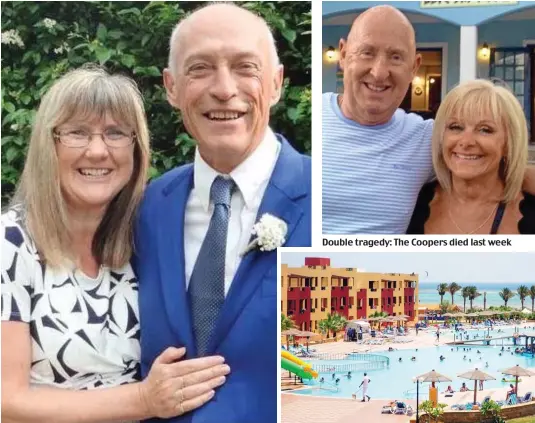  ??  ?? Fatal illness: Alison Sonnex with her husband Clive Eversfield Double tragedy: The Coopers died last week Beach resort: The Royal Tulip Hotel in Marsa Alam, Egypt