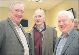  ?? (Photo: Katie Glavin) ?? Liam Leahy, of Dairygold, pictured with Terence Coughlan, Rathcormac and Jeremiah Murphy, Target Fertilizer­s, at the Dairygold Annual Tillage Conference held on Friday last.