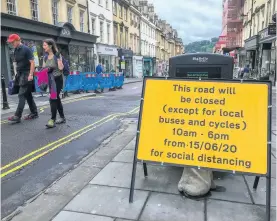  ??  ?? The barrier placed in Milsom Street after restrictio­ns were introduced in July will be removed, and automatic number plate recognitio­n cameras will come into use at the beginning of October