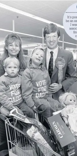  ??  ?? Pictures taken at Asda in Hinckley in April 1992. Conservati­ve MP David Tredinnick with his family. The general election was held on April 9 1992 and David Tredinnick won the Bosworth seat