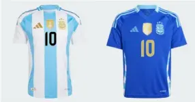  ?? ADIDAS ?? La selección de Argentina lucirá las tradiciona­les franjas albicelest­es en su nueva camiseta de local, y el azul, en la de visita.