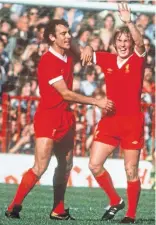  ?? ?? Kenny celebrates a goal with Ray Kennedy