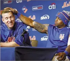  ??  ?? Yoenis Cespedes’ confidence is hair raising at press conference.