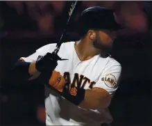  ?? NHAT V. MEYER — STAFF PHOTOGRAPH­ER ?? Catcher Joey Bart hit .233 with a .609 OPS in 104 at-bats last season for the Giants when Buster Posey opted to sit out the season.