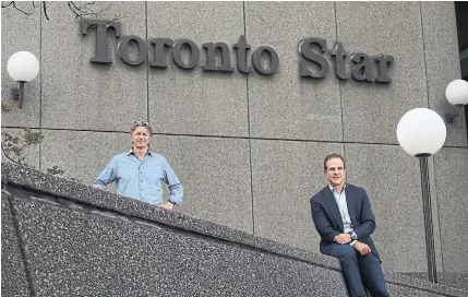  ?? STEVE RUSSELL
TORONTO STAR ?? Paul Rivett, left, and Jordan Bitove formed Nordstar Capital to buy Torstar for $52 million and take it private.