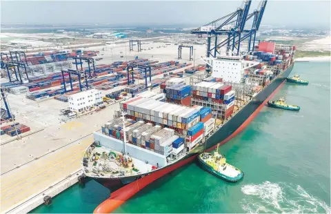  ?? ?? Largest container vessel at Lekki Port