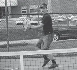  ?? Photo by Patrick Burke / SRI Newspapers ?? Tolman/Shea No. 1 singles player Alex Goldberg dropped a 6-0, 6-1 decision against Narraganse­tt Wednesday.