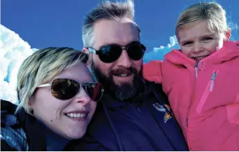  ?? (Photo: Dustin Cesarek via AARP) ?? Dustin Cesarek, middle, surrounded by his wife Kim and daughter Reagan Cesarek.