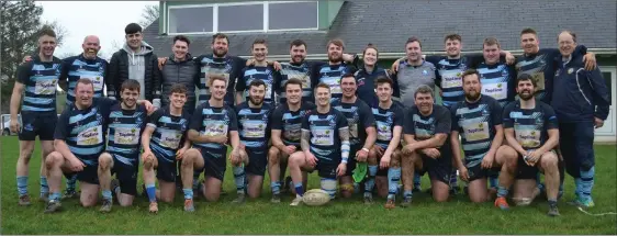  ??  ?? The Killorglin rugby team that won promotion to Munster Junior League Division 2 after an away win in Dunmanway at the weekend