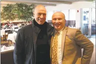  ?? Contribute­d photo ?? Greenwich resident and former NHL star Mark Messier with Tony Capasso at the JHouse in Riverside.