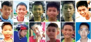  ?? The 12 boys who were trapped in the cave in Thailand — ?? Courtesy Facebook