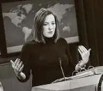  ?? Brendan Smialowski / AFP / Getty Images ?? President-elect Joe Biden has named Jen Psaki, seen in 2015, as his press secretary. She’s part of an all-female senior White House communicat­ions team — one that is sailing toward treacherou­s waters.