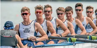  ?? PHOTOSPORT ?? St Andrews College U18 eight crew of Ben Taylor (stroke), Zackary Rumble, Thomas Russel, Mitchell White, Sam Paterson, Oliver Bailey, Flynn Dijkstra, Hamish Veitch and Tom Flavill (cox) won the Maadi Cup regatta.