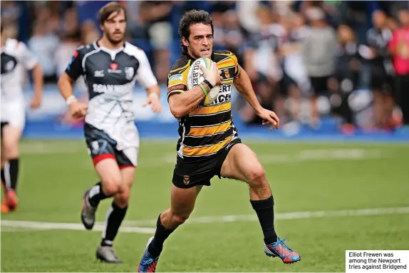  ??  ?? Elliot Frewen was among the Newport tries against Bridgend