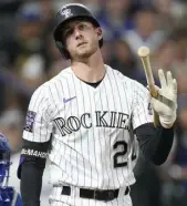  ??  ?? Ryan Mcmahon started out hot but is batting just .221 away from Coors.