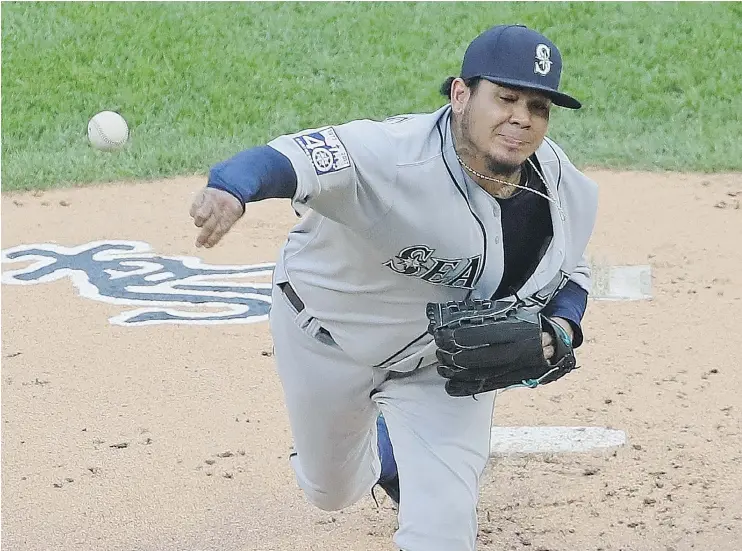  ?? — GETTY IMAGES FILES ?? Seattle Mariners starter Felix Hernandez will be out for three to four weeks with bursitis in his right shoulder. Hernandez is 5-4 with a 4.28 ERA in 13 starts.