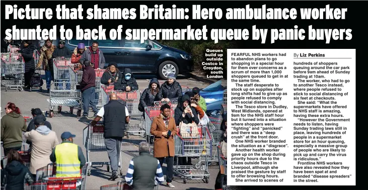  ??  ?? Picture: DOMINIC LIPINSKI/PA
Queues build up outside Costco in Croydon, south London