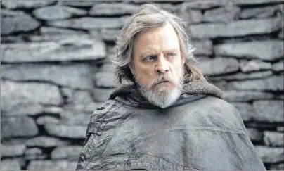  ?? AP PHOTO ?? This image released by Lucasfilm shows Mark Hamill as Luke Skywalker in “Star Wars: The Last Jedi.”