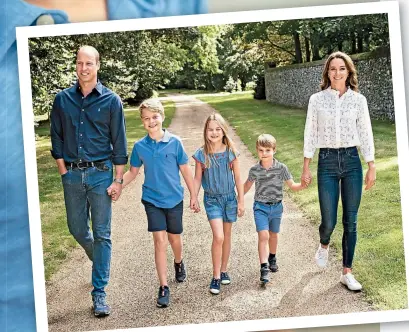  ?? ?? Picture Perfect “They are hands-on parents,” says a source of William and Kate (with George, Charlotte and Louis). “They rely little on outside help.”