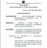  ?? ?? Faksimile e kallëzimit penal e Grupit të PD ndaj Kryeminist­rit Rama