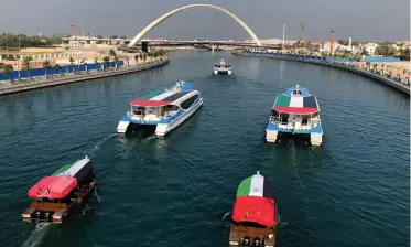  ?? RTA ?? Dubai’s Roads and Transport Authority yesterday celebrates with its Water Canal Carnival