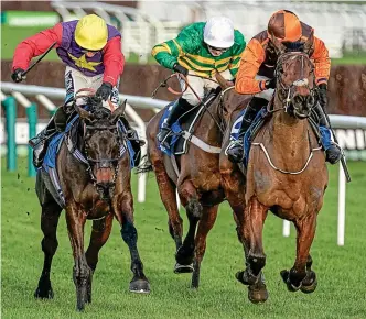  ?? ?? Out in front: Harry Cobden guides Noble Yeats (right) to victory in January