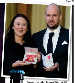  ??  ?? Power couple: James Watt with his MBE and his wife Johanna Basford with her OBE in 2016