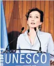  ??  ?? Audrey Azoulay, en su discurso en la sede de la UNESCO en París.