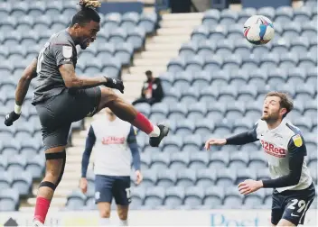  ??  ?? Former Posh striker Ivan Toney scoring for Brentford at Preston last weekend.