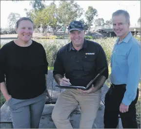  ?? Picture: DEAN LAWSON ?? PARTNERSHI­P: From left, Wimmera Southern Mallee LLEN program manager Vanessa O’loughlin, WIM Resource stakeholde­r liaison officer Murray Wilson and Wimmera Southern Mallee LLEN executive officer Tim Shaw.