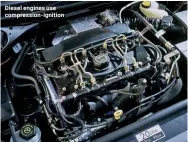  ??  ?? Diesel engines use compressio­n-ignition