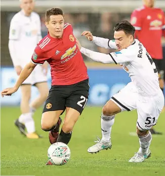  ??  ?? Ander Herrera, del United, durante el partido que los Diablos Rojos pasaron a cuartos.