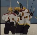  ?? JENNIFER FORBUS — FOR THE MORNING JOURNAL ?? Avon Lake celebrates a goal during its win against Olmsted Falls on Jan. 18.