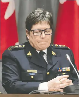  ?? ADRIAN WYLD / THE CANADIAN PRESS ?? RCMP Commission­er Brenda Lucki has been under fire over allegation­s that she berated Nova Scotia Mounties into releasing sensitive investigat­ory details for the sole purpose of providing political cover to a Liberal plan to ban “assault-style” firearms.