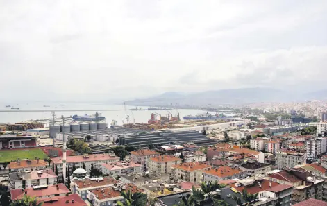  ?? ?? Aerial view of a port in northern Samsun province, Türkiye, Feb. 28, 2024.